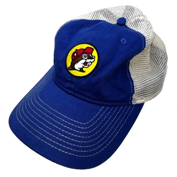 Buc-ee’s Gas Station Blue White Mesh Snapback Baseball Cap Hat EUC - Picture 4 of 10